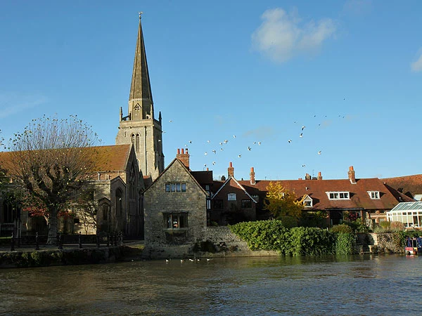 A view over the River Thames towards St Helen's Church, Abingdon